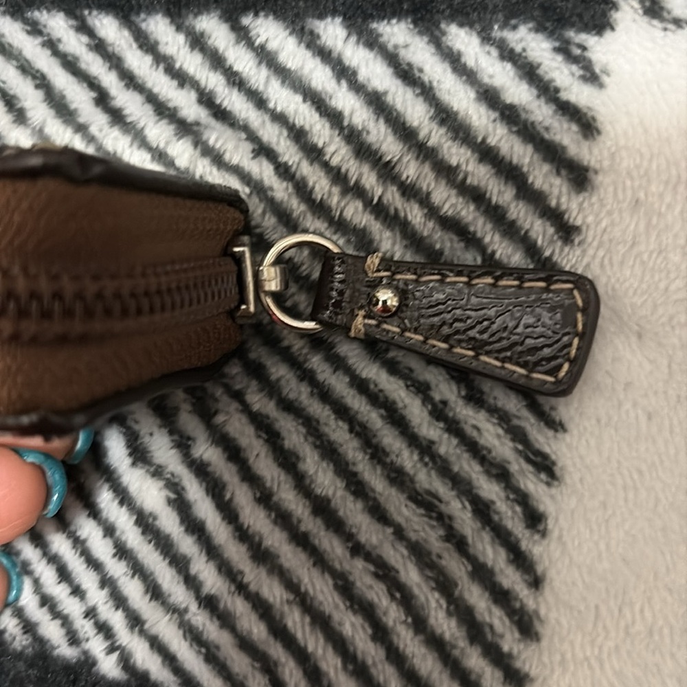 Coach Contact Lens Case brown CC monogram logo brown mirror travel zip jewelry - Picture 7 of 7